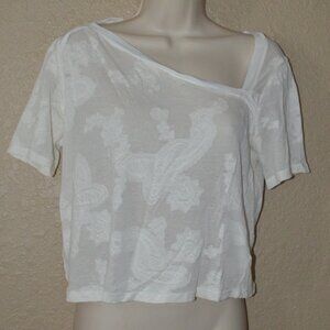 Sz S RtA Ivory Cotton Japanese Fabric Crop Top Blouse T-Shirt